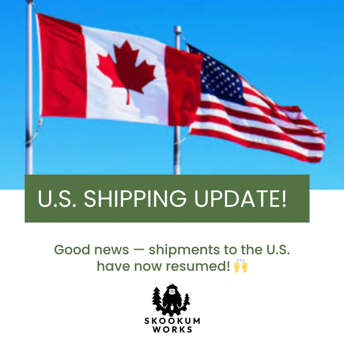 We’re happy to share that shipments to the United States have now resumed!